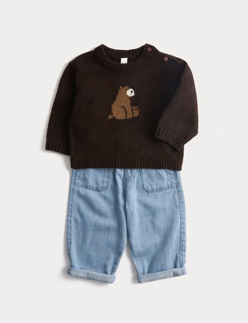 2pc Knitted Bear Top & Bottom Outfit (0-6 Yrs)
