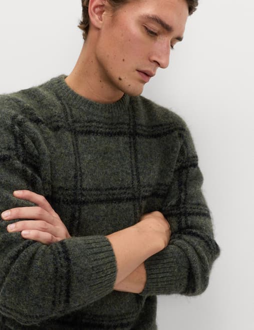 Check Hazy Knit Crew Neck Jumper