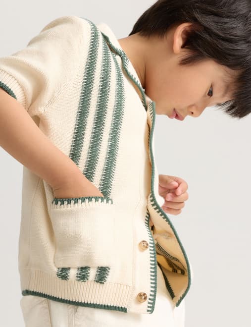 Pure Cotton Striped Knitted Shirt (2-8 Yrs)
