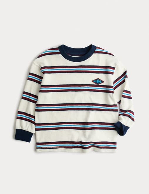 Pure Cotton Textured Striped Long Sleeve Top (2-8 Yrs)