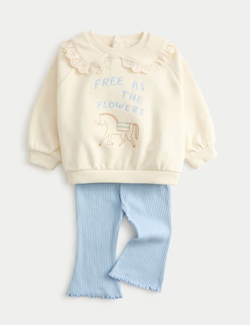2pc Cotton Rich Horse Top & Bottom Outfit (0-3 Yrs)
