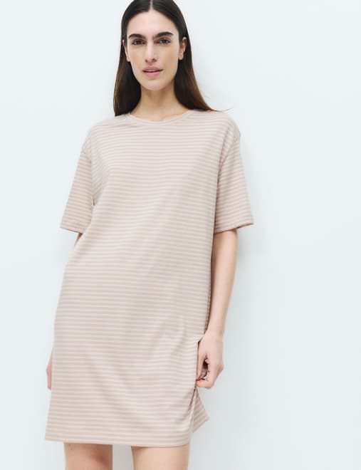 Cotton Modal Striped Nightshirt