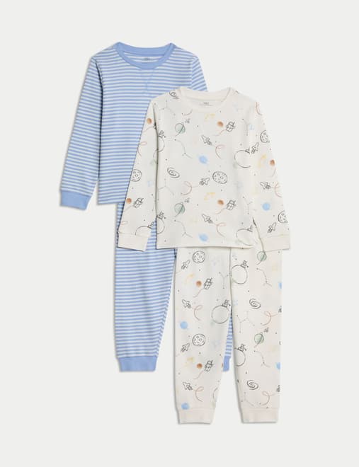 2pk Pure Cotton Space Graphic Pyjama Sets (9mths-10 Yrs)