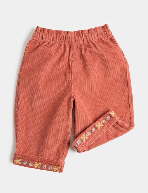 Pure Cotton Cord Embroidered Trousers (0-5 Yrs)