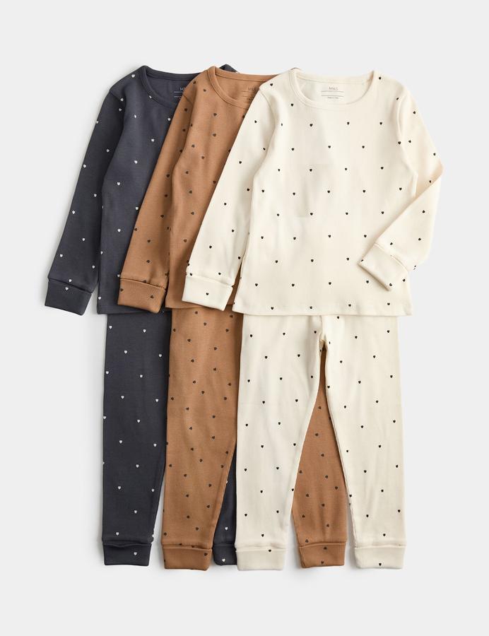 3pk Cotton Rich Heart Print Pyjama Set