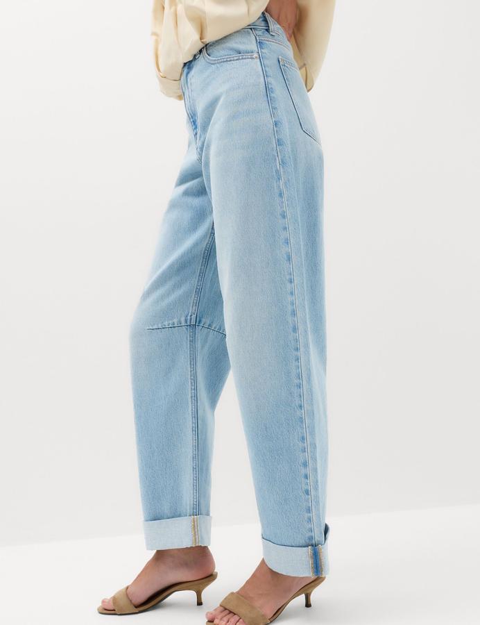 High Waisted Barrel Turn Up Jeans