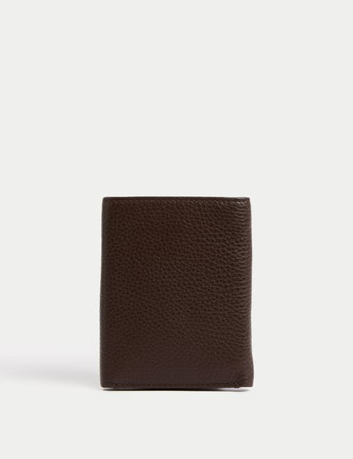 Leather Pebble Grain Tri-Fold Wallet