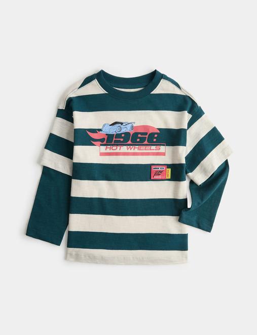 Pure Cotton Hot Wheels™ Mock Sleeve Top (2-8 Yrs)
