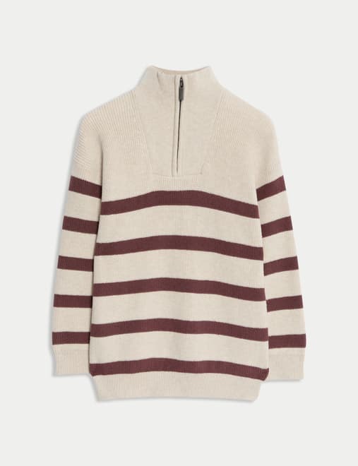 Cotton Rich Striped Half Zip Jumper (2-8 Yrs)
