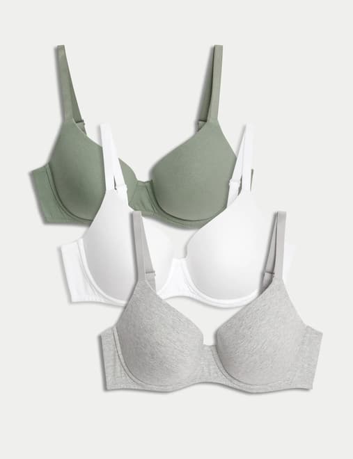 3pk Wired Full Cup T-Shirt Bras A-E