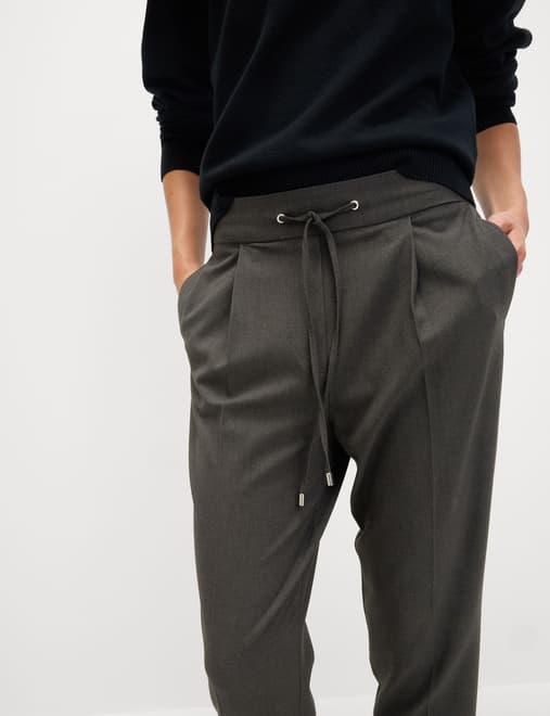 Drawstring Tapered Ankle Grazer Trousers