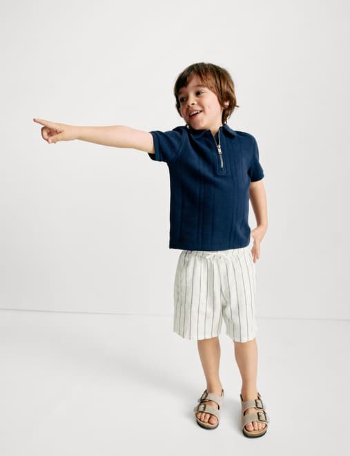 Linen Rich Striped Shorts (2-8 Yrs)