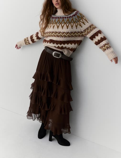 Embellished Fair Isle Jumper with Wool