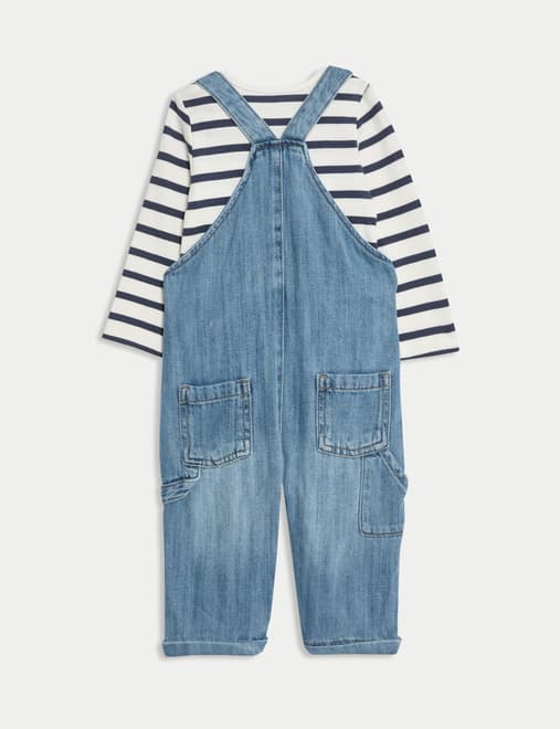 2pc Pure Cotton Denim Dungaree Outfit (0-3 Yrs)