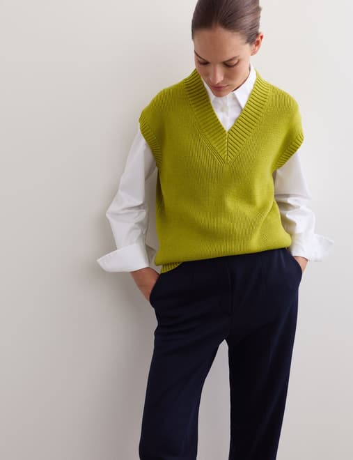 Pure Merino Wool V-Neck Knitted Vest
