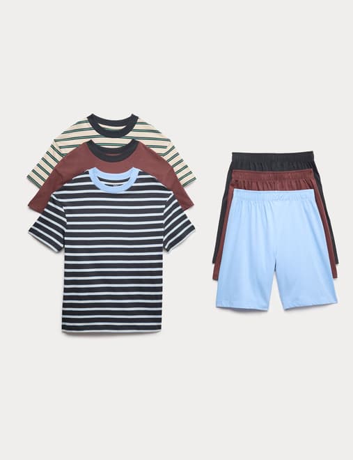 3 Pack Pure Cotton Striped Pyjama Sets (6-16 Yrs)