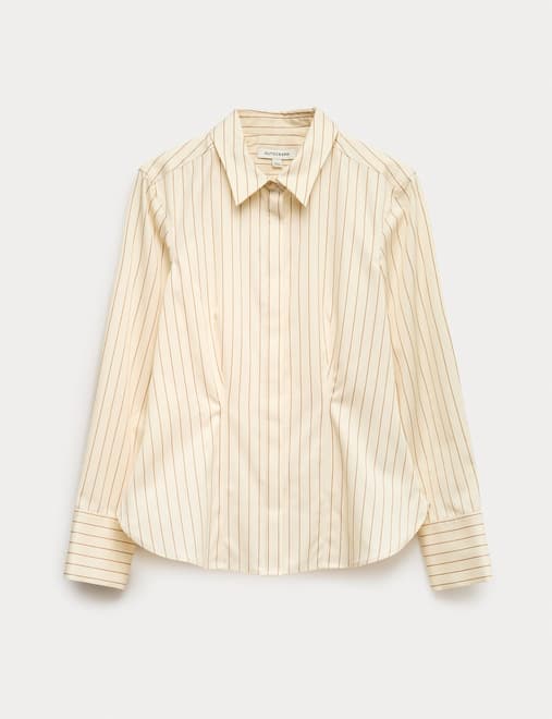 Pure Cotton Striped Fitted Waisted Shirt