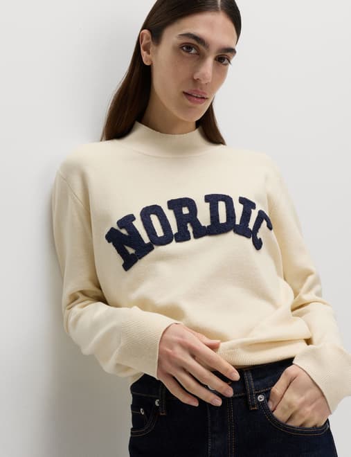 Slogan Funnel Neck Jumper
