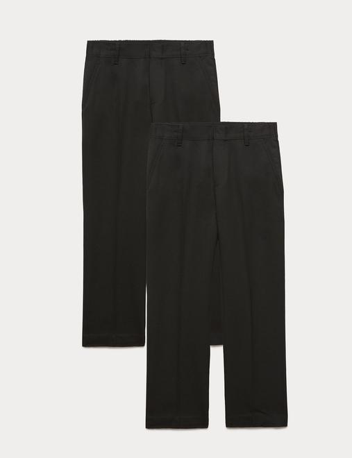 2 Pack Boys' Easy Dressing School Trousers (3-18 Yrs)