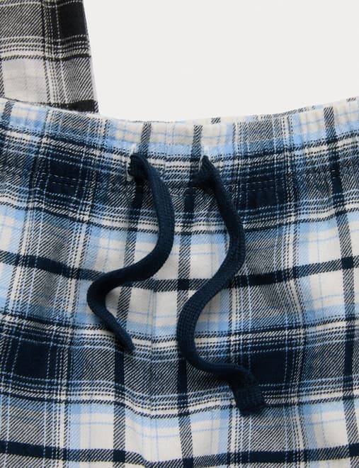 2pk Pure Cotton Checked Pyjama Bottoms (6-16 Yrs)