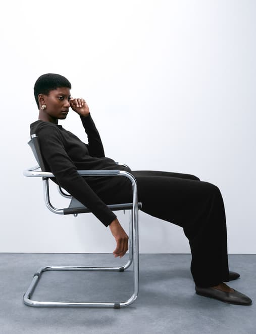 Pure Cashmere Wide Leg Trousers