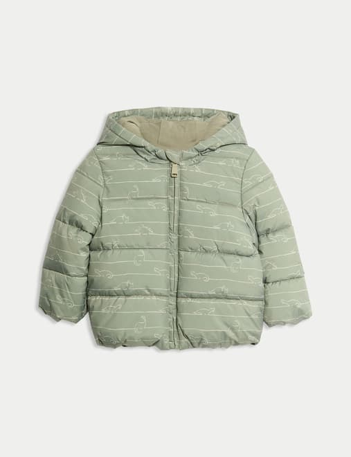 Dinosaur Print Hooded Padded Coat (0-3 Yrs)