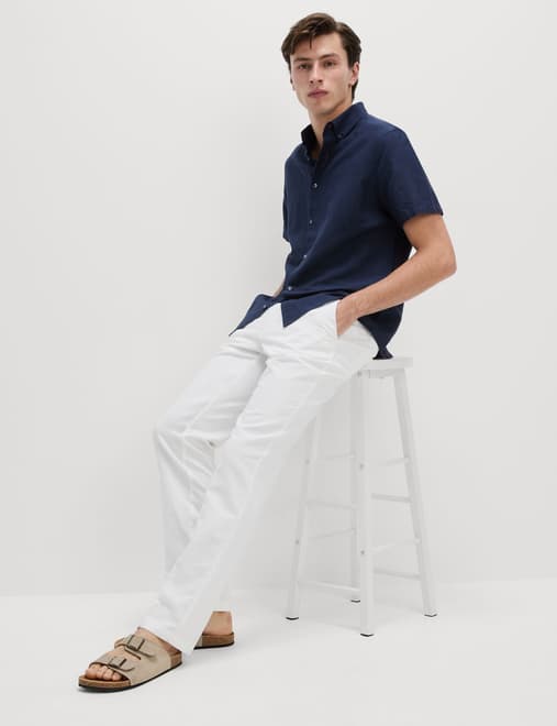 Regular Fit Cotton Linen Blend Chinos