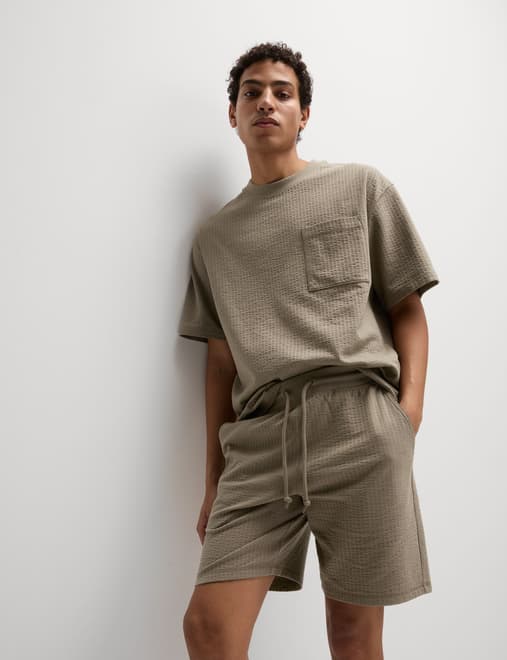 Cotton Rich Striped Lounge Shorts