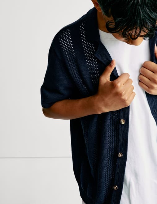 Pure Cotton Knitted Textured T-Shirt (6-16 Yrs)