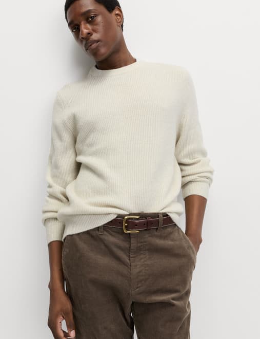 Supersoft Ribbed Crew Neck Jumper with Wool