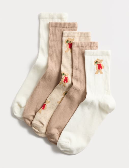 5pk Cotton Rich Spencer Bear™ Ankle High Socks
