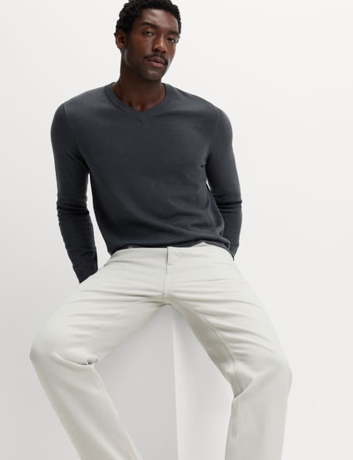 Pure Cotton V-Neck Jumper