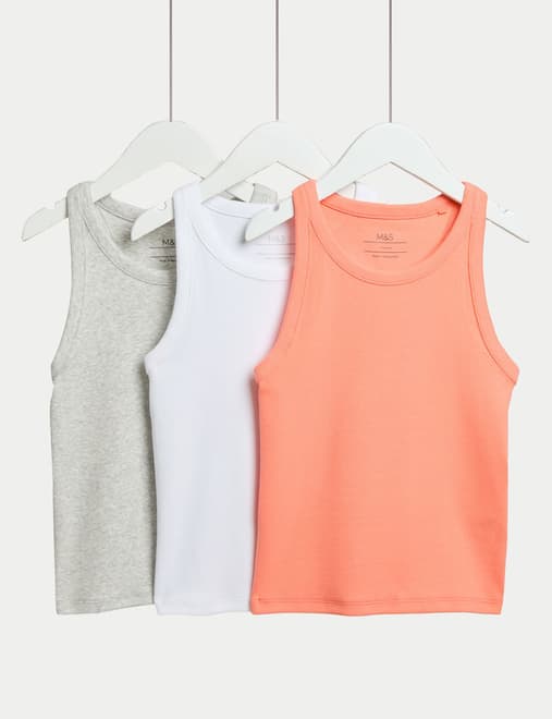 3pk Cotton Rich Ribbed Vests (6-16 Years)