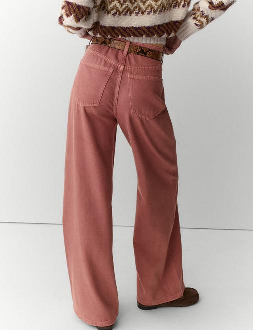 Lyocell Blend High Waisted Wide Leg Jeans