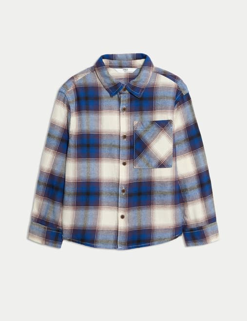 Pure Cotton Brushed Checked Shirt (2-8 Yrs)
