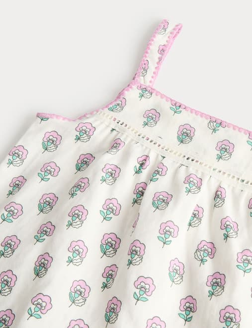 Pure Cotton Flower Print Pyjamas (1-8 Yrs)