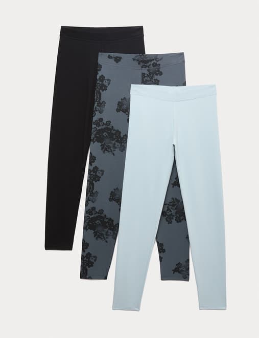 3pk Cotton Rich Print Leggings (6-16 Yrs)
