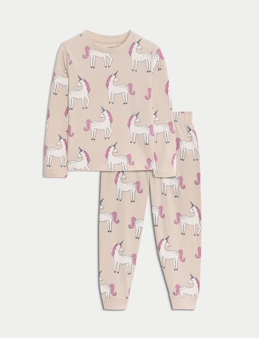 Pure Cotton Unicorn Print Pyjama Set (12 Mths - 8 Yrs)