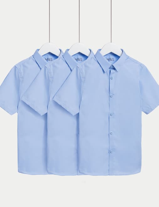 3pk Boys' Easy Iron School Shirts (2-16 Yrs)