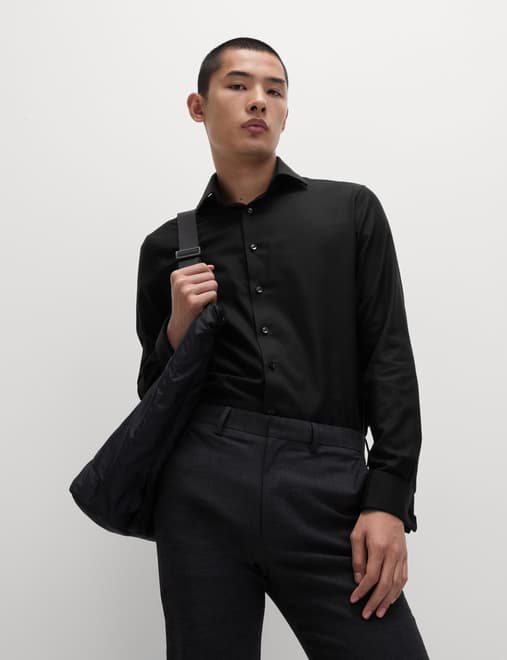 Tailored Fit Luxury Cotton Double Cuff Twill Shirt