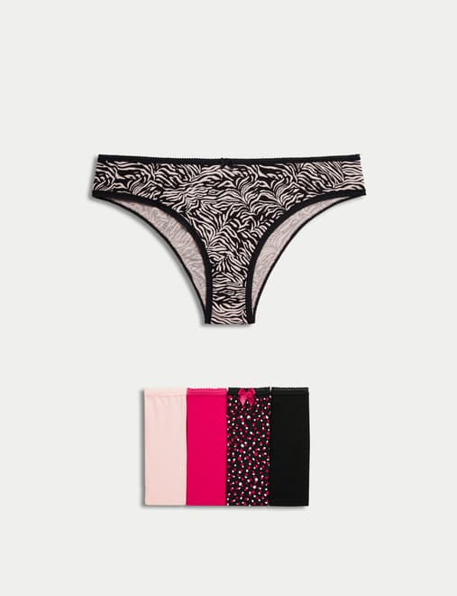 5pk Cotton Lycra™ Brazilian Knickers
