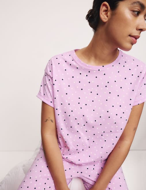 Cotton Rich Leaf Print Pyjama Set