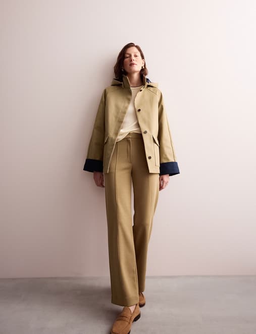 Pure Cotton Hooded High Neck Short Mac