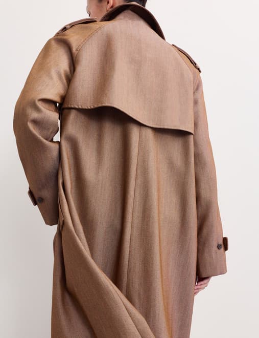 Wool Rich Twill Collared Longline Overcoat