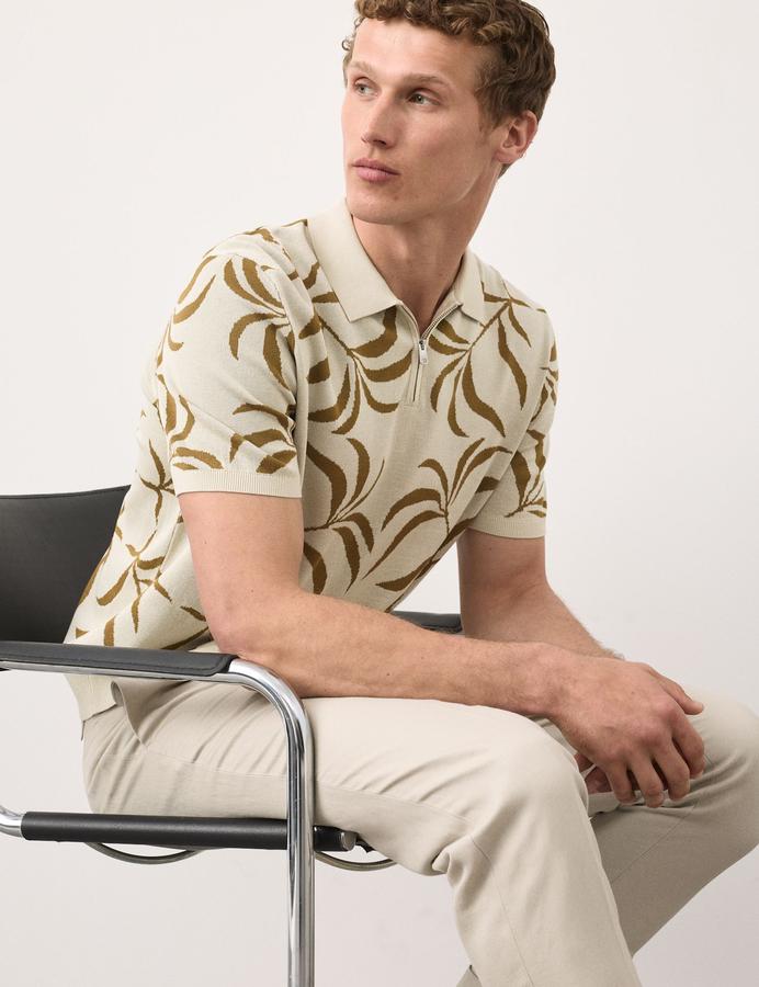 Mercerised Cotton Half Zip Knitted Polo Shirt