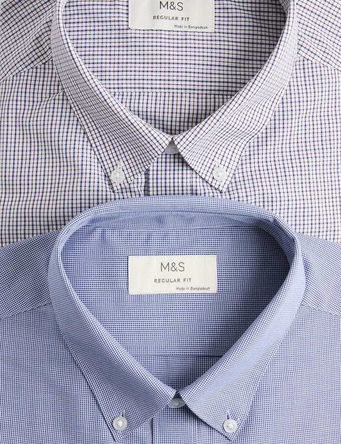 2 Pack Regular Fit Easy Iron Check Shirts