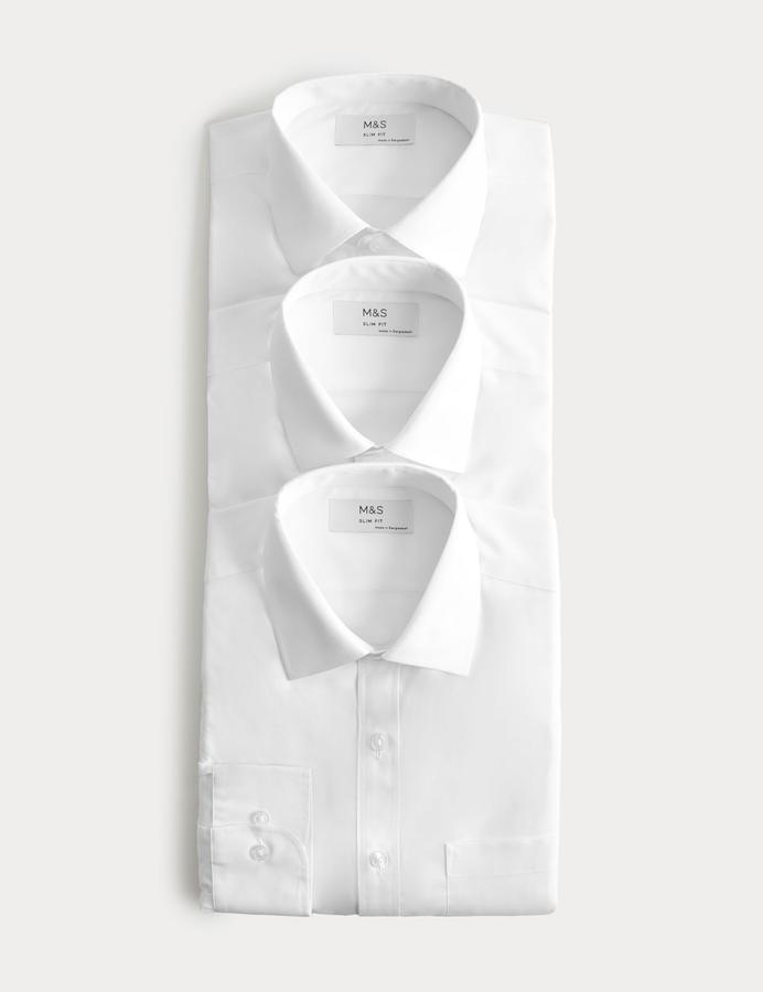 3 Pack Slim Fit Easy Iron Long Sleeve Shirts