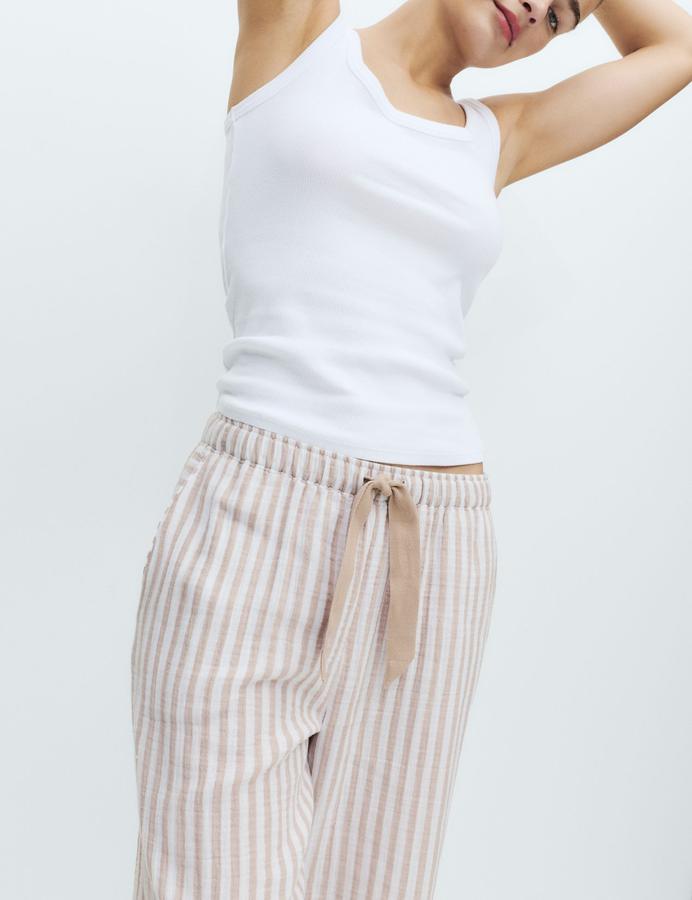 Pure Cotton Muslin Striped Pyjama Bottoms