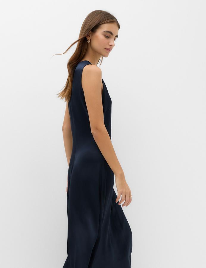 Satin Scarf Detail Satin Midaxi Column Dress