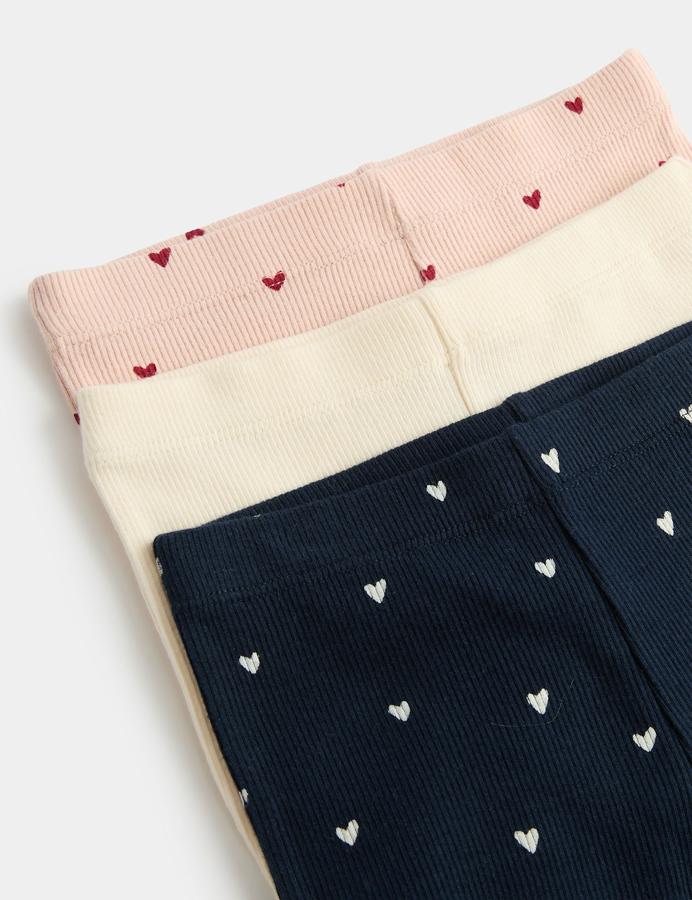 3 Pack Cotton Rich Jersey Heart Leggings (0-5 Yrs)